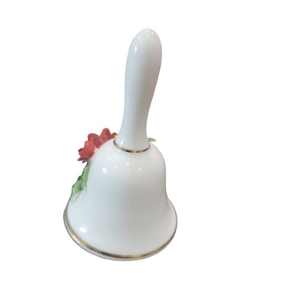 Vintage Napcoware Bone China Christmas Bell Set of 2 Angel Poinsetta - Picture 3 of 11
